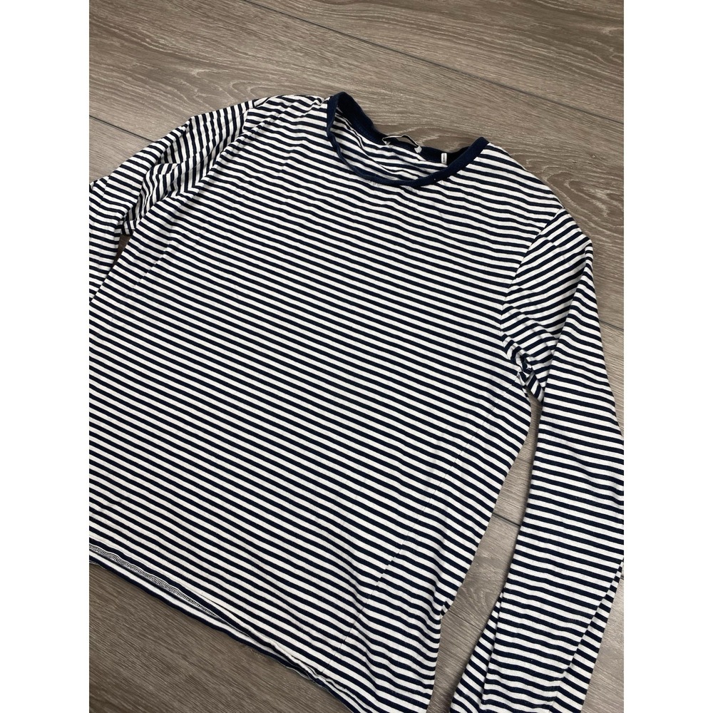 Sandro Women's Long Sleeve Striped Pullover Top Navy White Size XXL